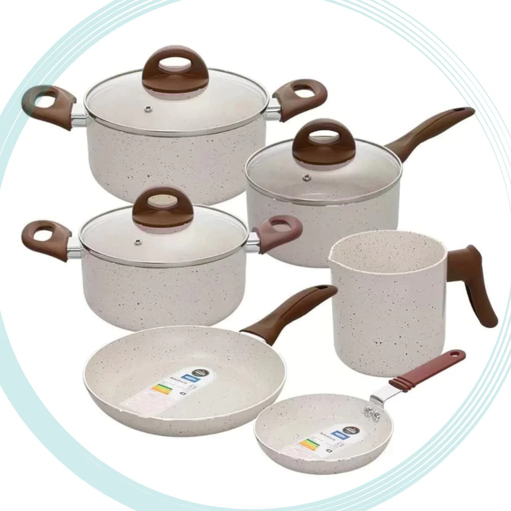 Jogo de Panelas Brinox Antiaderente 6 Peças Smart Plus Vanilla