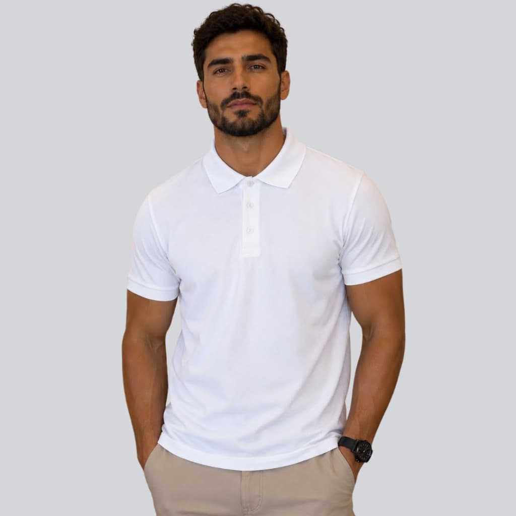 Camisa Polo Masculina Premium Piquet Menegotti com Elastano Confortável Casual