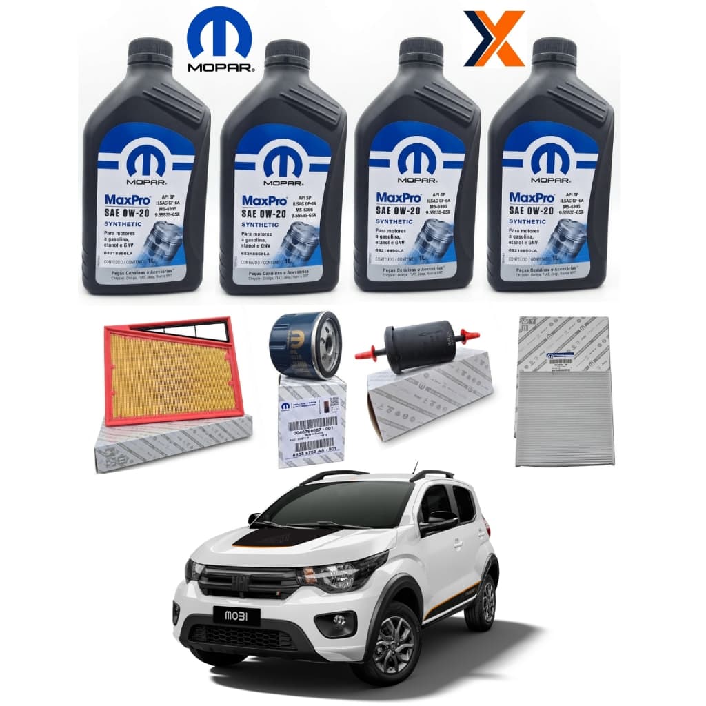 Kit Revisão Fiat Mobi 1.3 Firefly Óleo 0W20 + 4 Filtros Originais Mopar