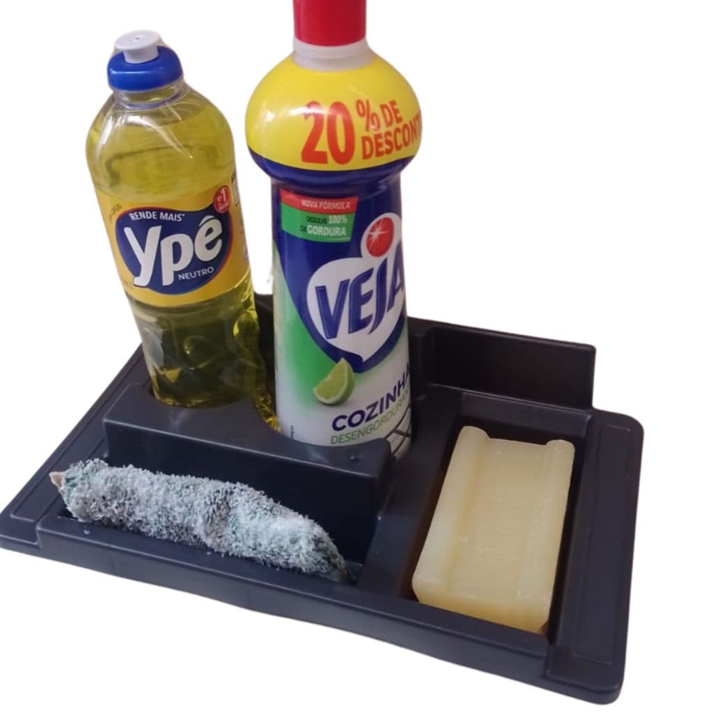 Porta Detergente e Esponja para Pia Porta Suporte Sabao Cozinha Bucha Preto