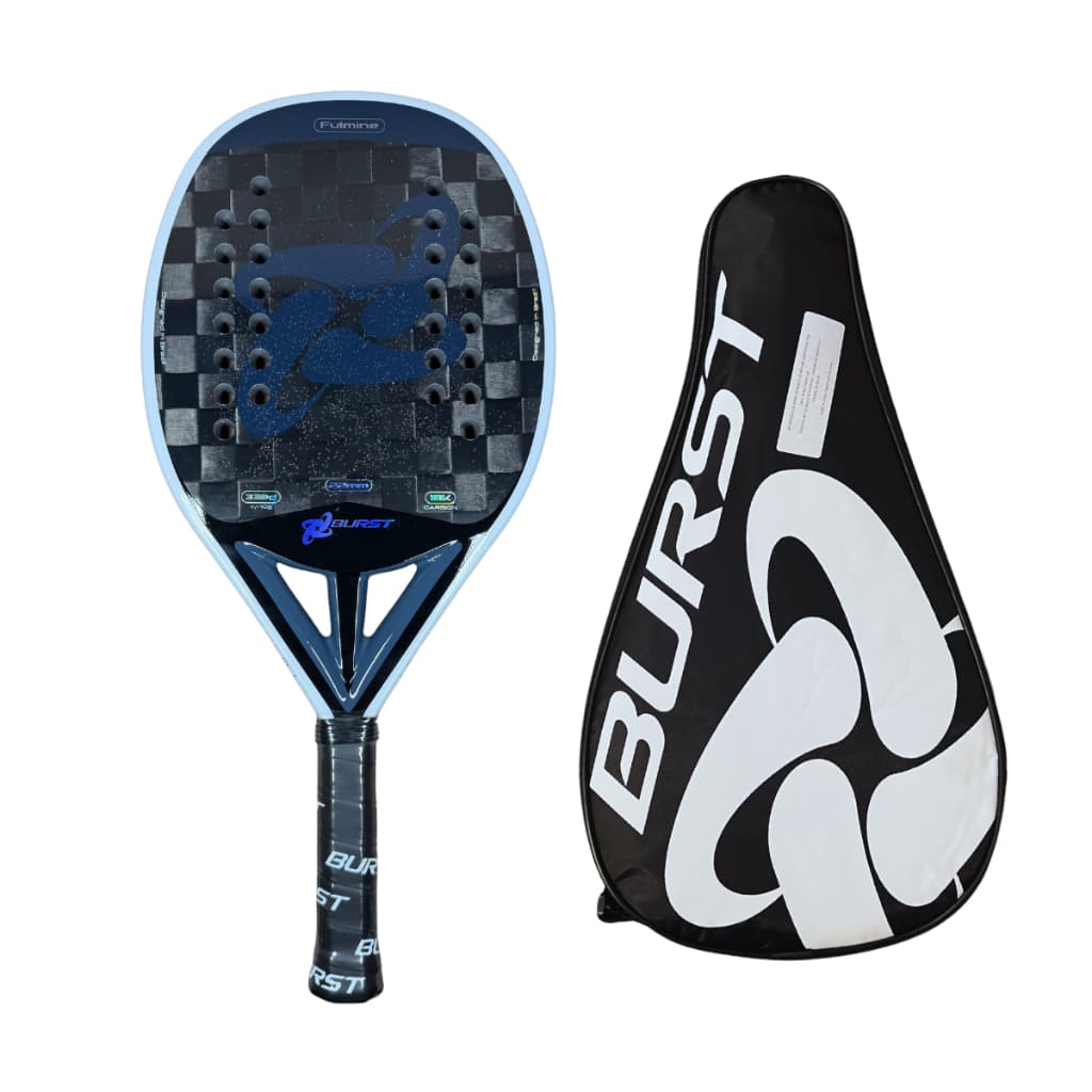 Raquete Beach Tennis Burst Fulmine 18K Full Carbon com Capa e Mochila Personalizada Azul