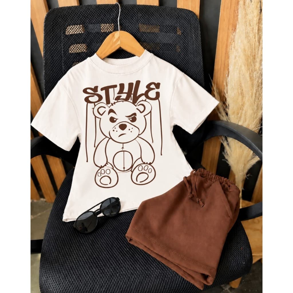 Conjunto Infantil Juvenil de Menino Lançamento Verão Bloguerinho Camisa Oversized Camisa e Bermuda veste 2 ao 14 anos