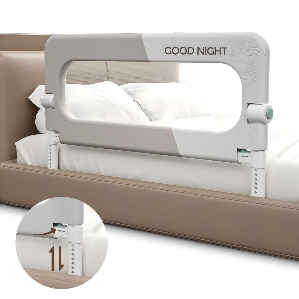 Grade de Proteção para Cama Infantil Bebê e Criança Anti-Queda com Tela Dobrável e Altura Ajustável 120cm/180cm