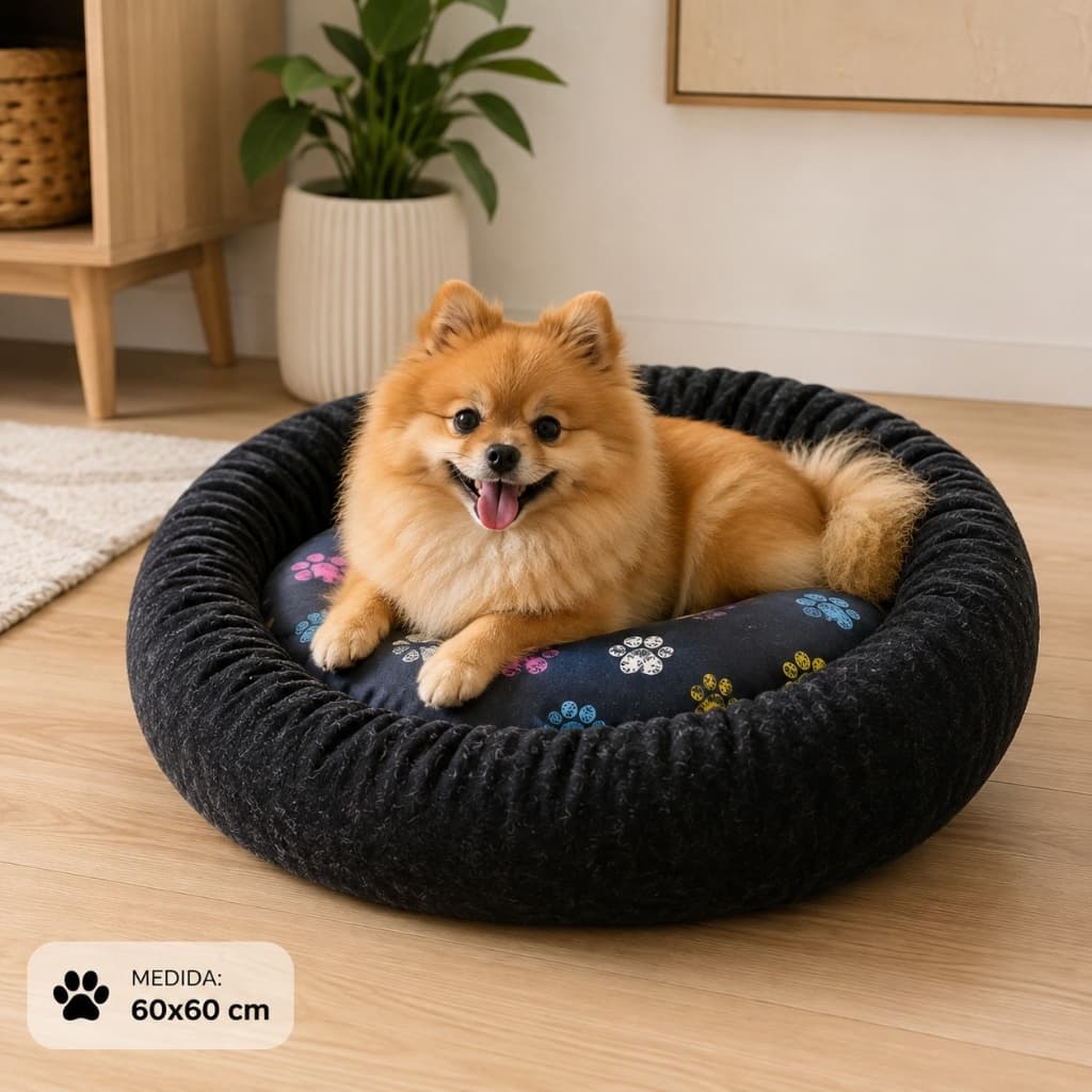 Caminha Redonda  Para Gato Cachorro Com Zíper 60cm X 60cm