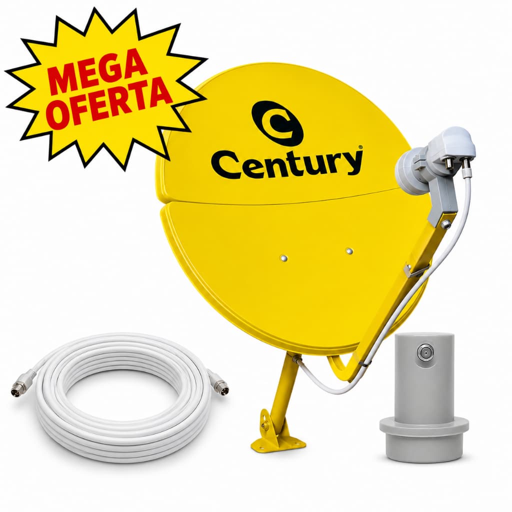 Antena Bipartida Century Banda Ku 60cm Com Lnbf, Amarela