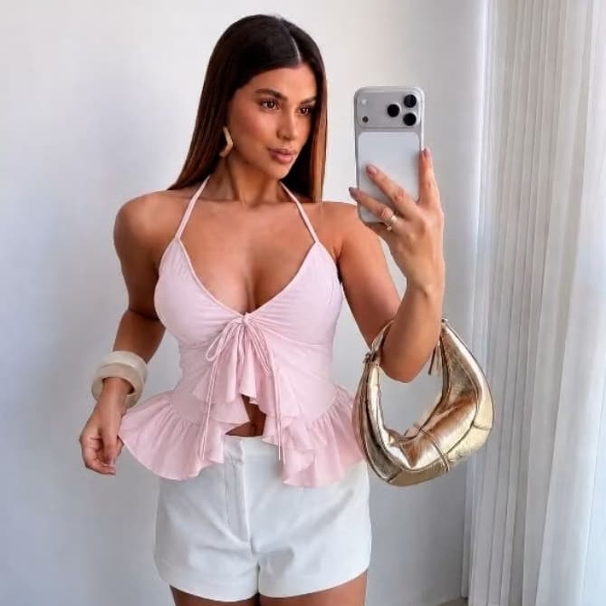Bata Feminina Crepe com Laço e Babados Tamanho Único 36 ao 42
