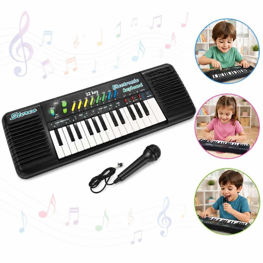 Teclado Musical Infantil 32 Teclas Com Microfone Piano Infantil Brinquedo Musical Educativo Instrumento Para Crianças