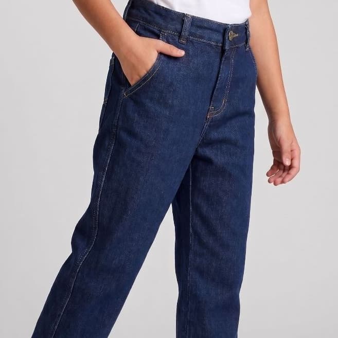 Calça Jeans Masculina Reta Larga ESC Adolescente Menino carpinteiro agro cowboy com Regulagem Interna no cós - 10 ao 16