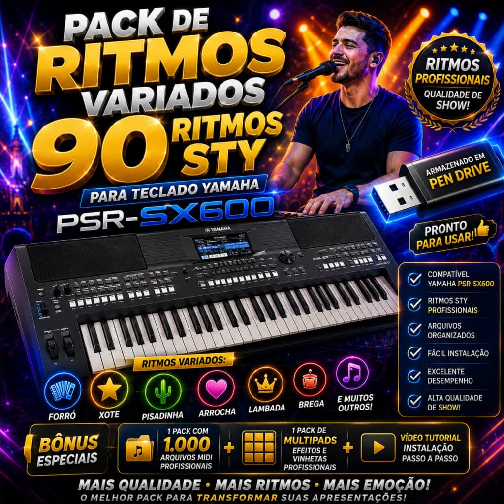 Ritmos p/ Teclado PSR-SX600 + Sampler + Efeito Pad