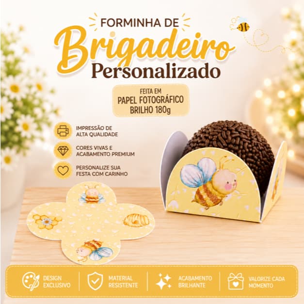 Forminha de Doces Abelhinha Personalizada no Tema /Lembrancinha de Festa /Aniversário
