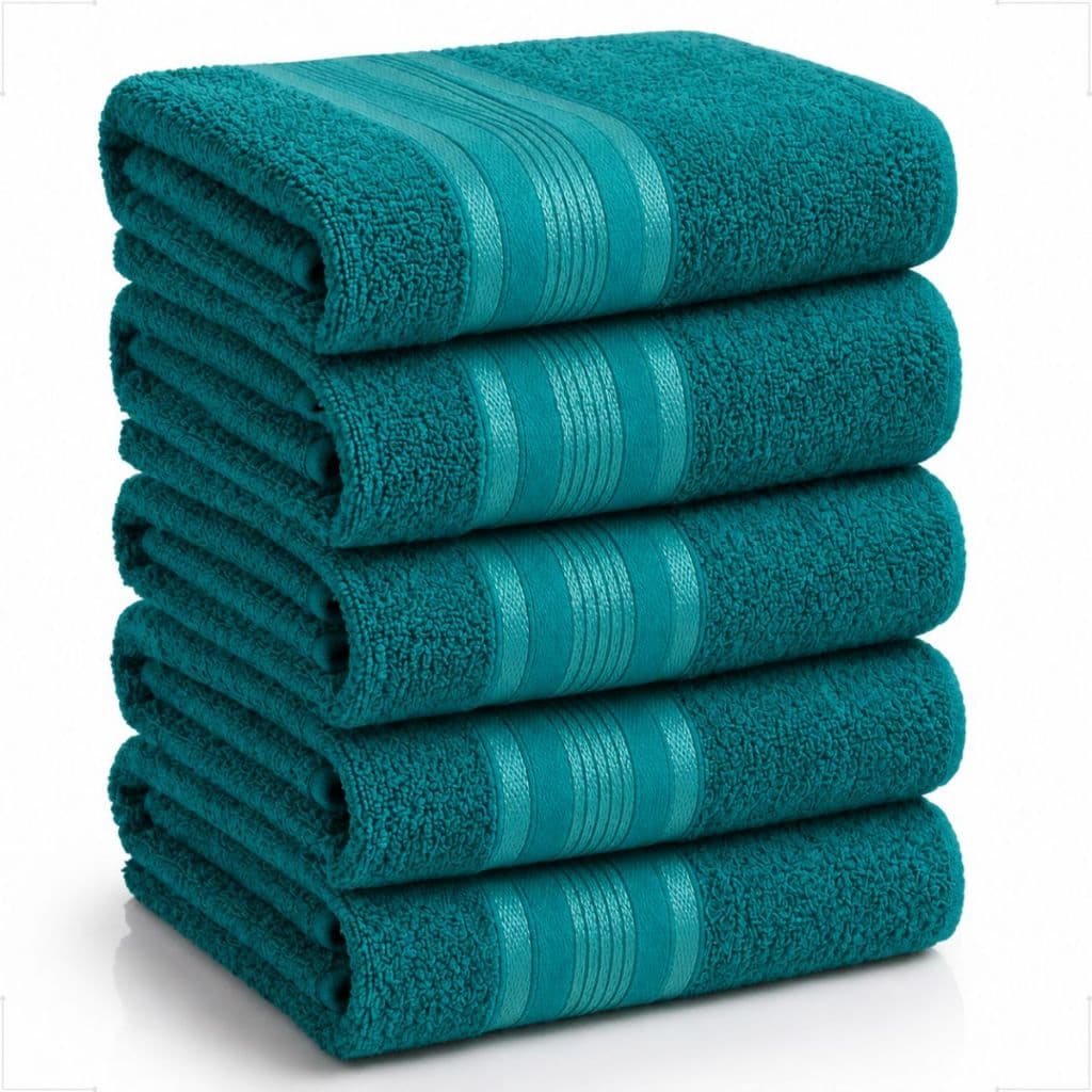 Kit 5 Toalhas de Banho Turquesa 100% Algodão Jogo Banhão Premium Macia Alta Absorção Toalha Luxo Gigante 75x180cm