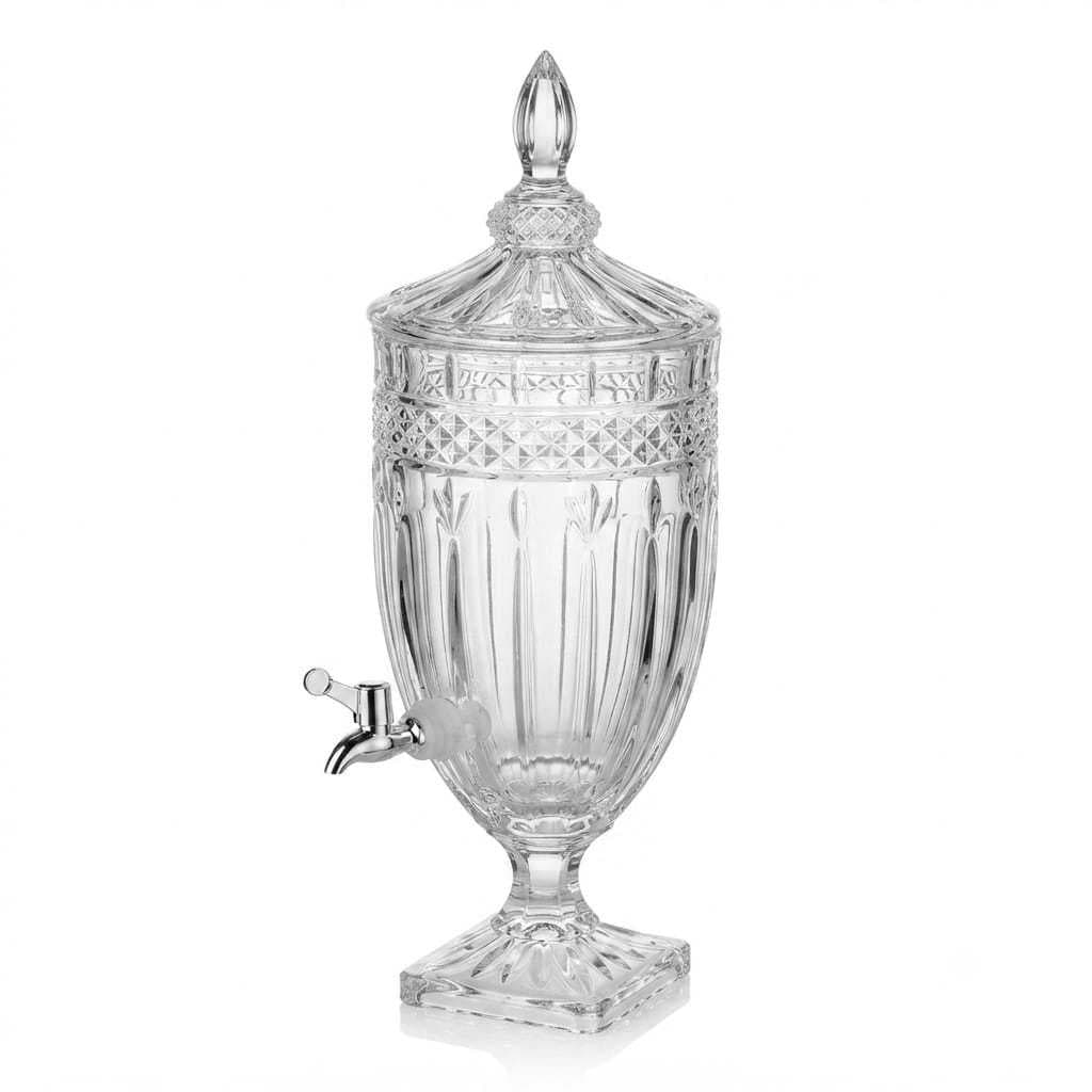 Suqueira de Vidro 5 Litros Dispenser de Bebidas Premium Luxo Elegante Mesa Posta Buffet Decoração