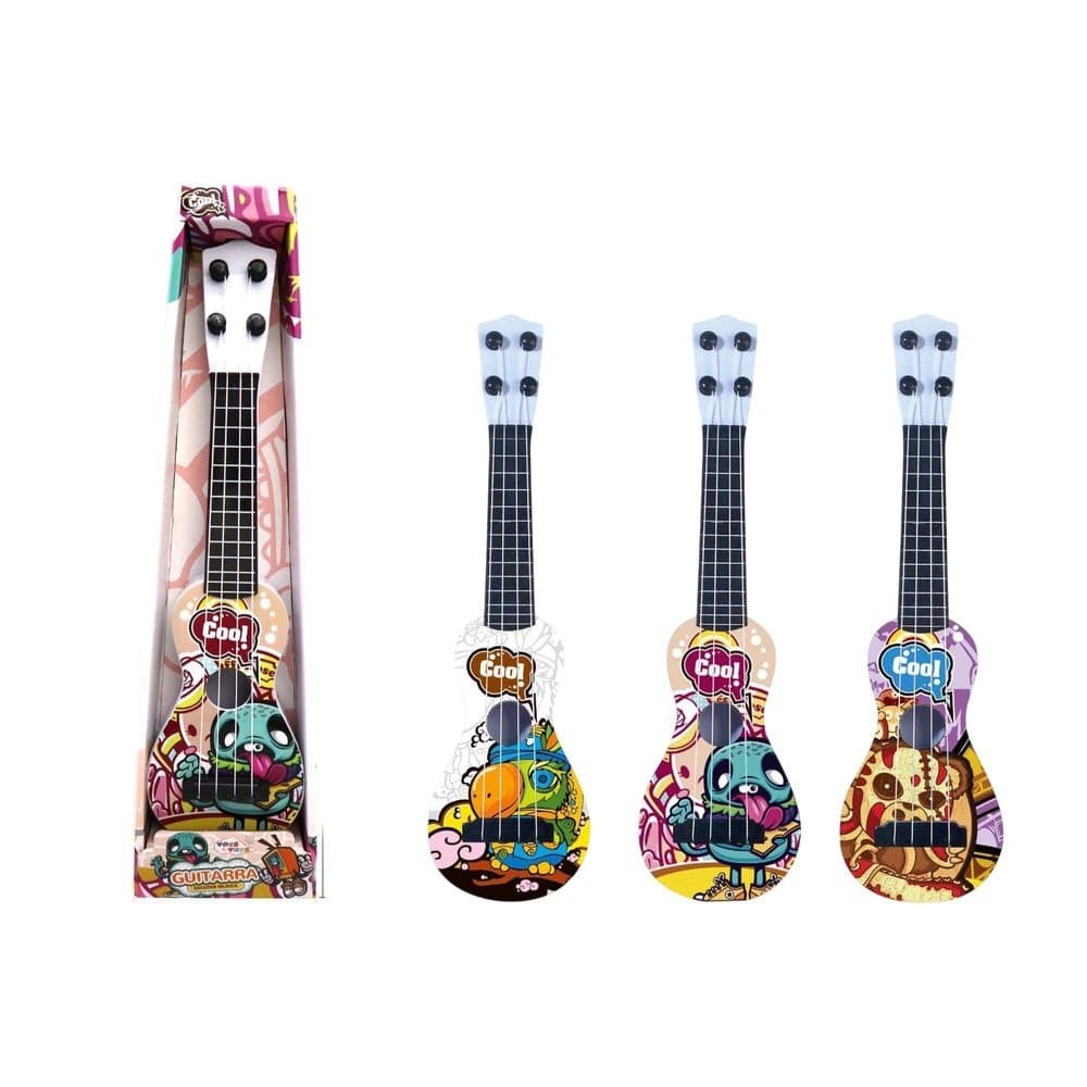 Brinquedo Guitarra Infantil Estimula Imaginação Coordenação Motora Percepção Auditiva Criatividade - Cor Sortida