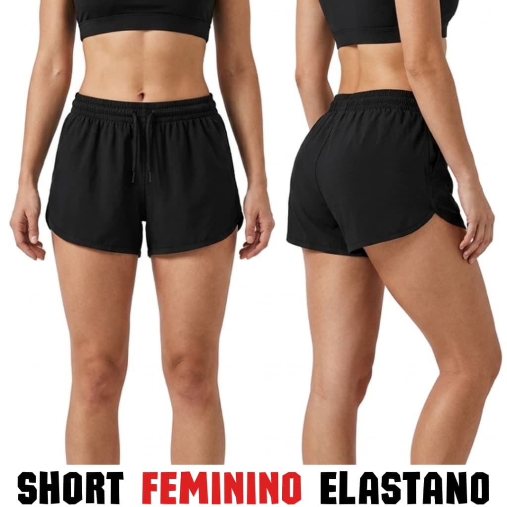 Short Feminino Tactel com Elastano Cintura Alta Academia Praia Corrida