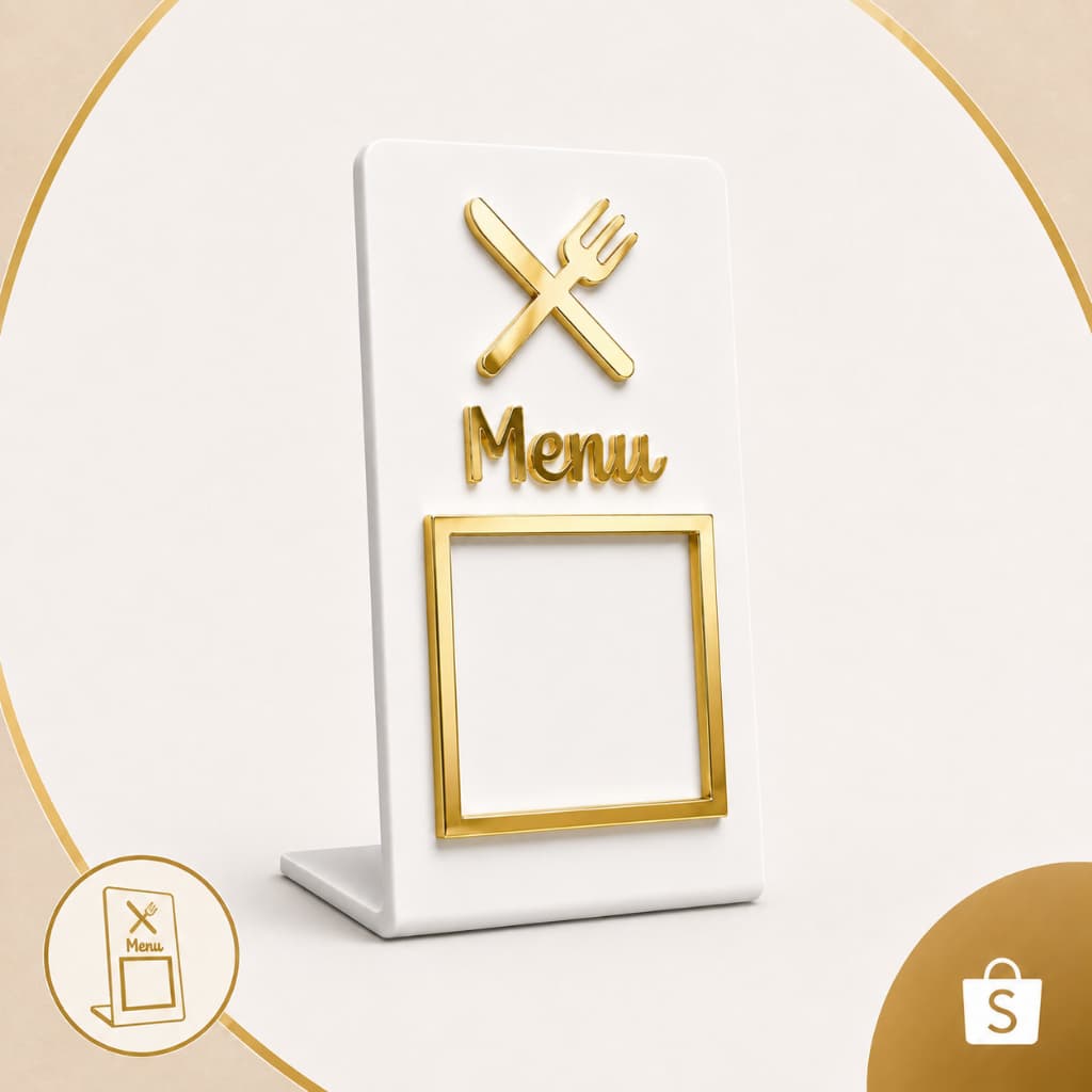 Placa Cardápio Menu Digital QR Code Display Bancada Mesa Restaurante Bar Café Lanchonete Acrílico