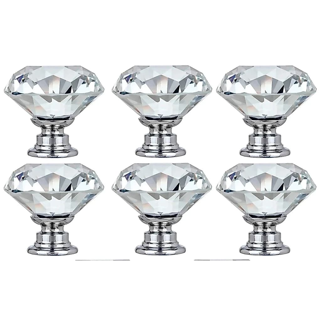 KIT 6 PUXADOR CRISTAL 30MM PARA ARMARIO GRAVETA  MOVEIS