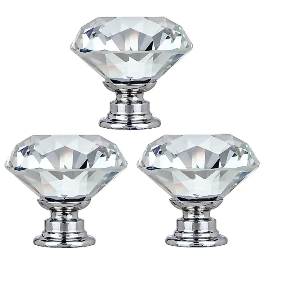 KIT 3 PUXADOR CRISTAL  30MM PARA ARMARIO GRAVETA  MOVEIS