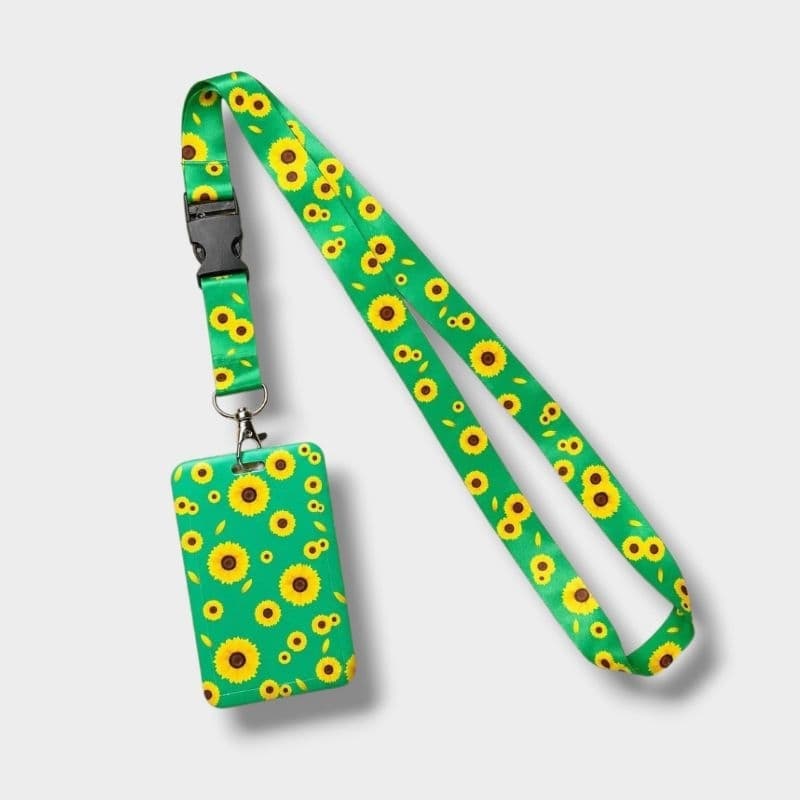 Cordão com Porta Crachá Estampa Girassol PCD Doenças Ocultas