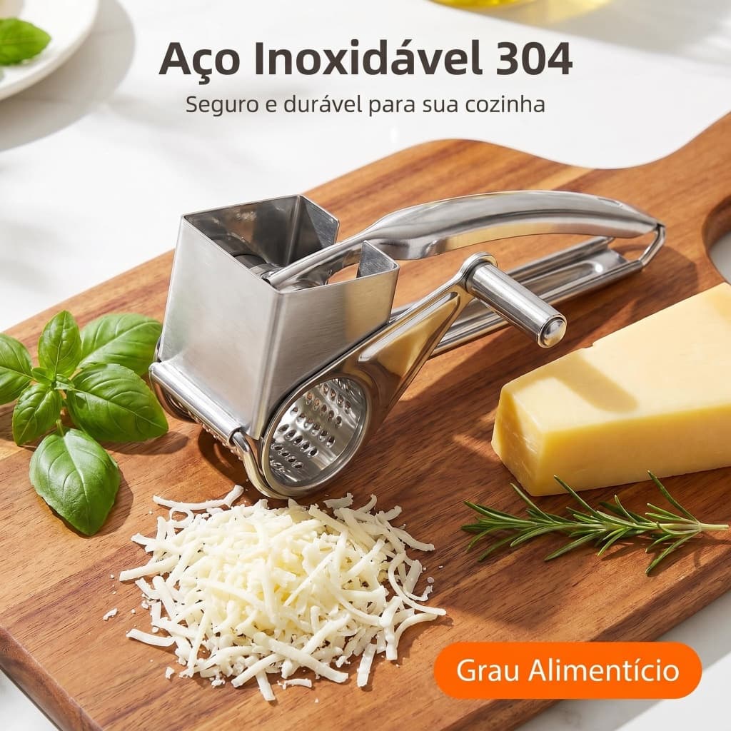 Ralador Manual de Queijo Parmesão Aço Inoxidável Fácil Limpar