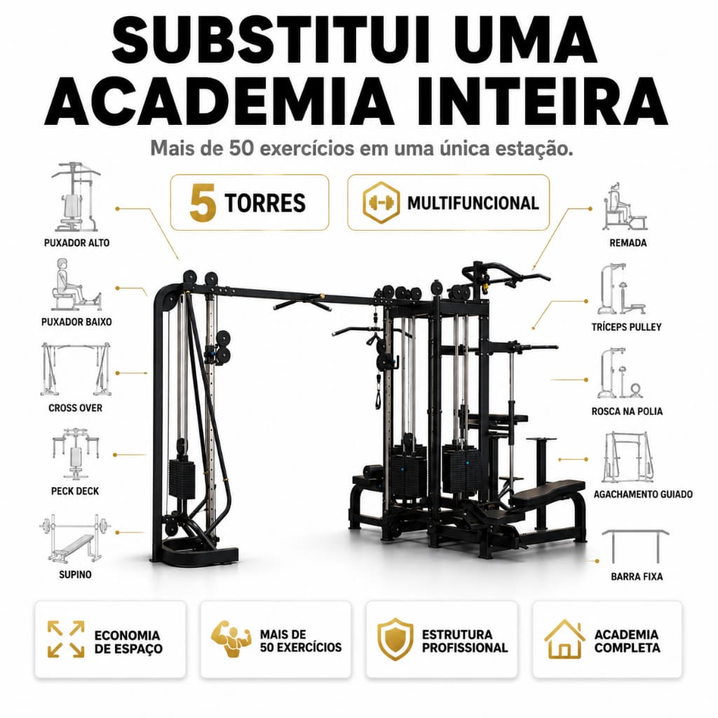 Academia Completa 5 Torres Multi Estação Profissional Home Gym Ahead Sports