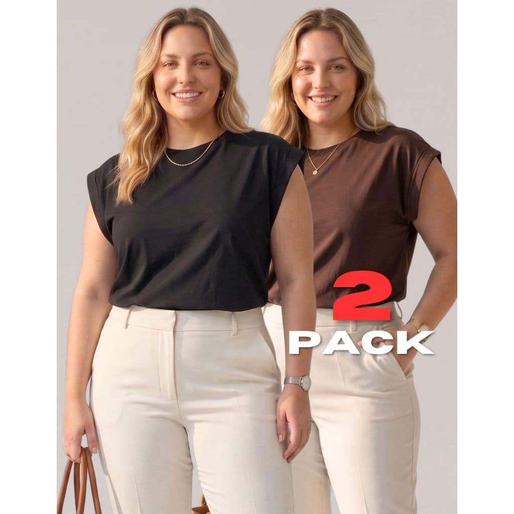 Kit 2 Camisetas Regatas Muscle Tee Plus Size 100% Algodão Blusa Soltinha Manga Machão Feminina