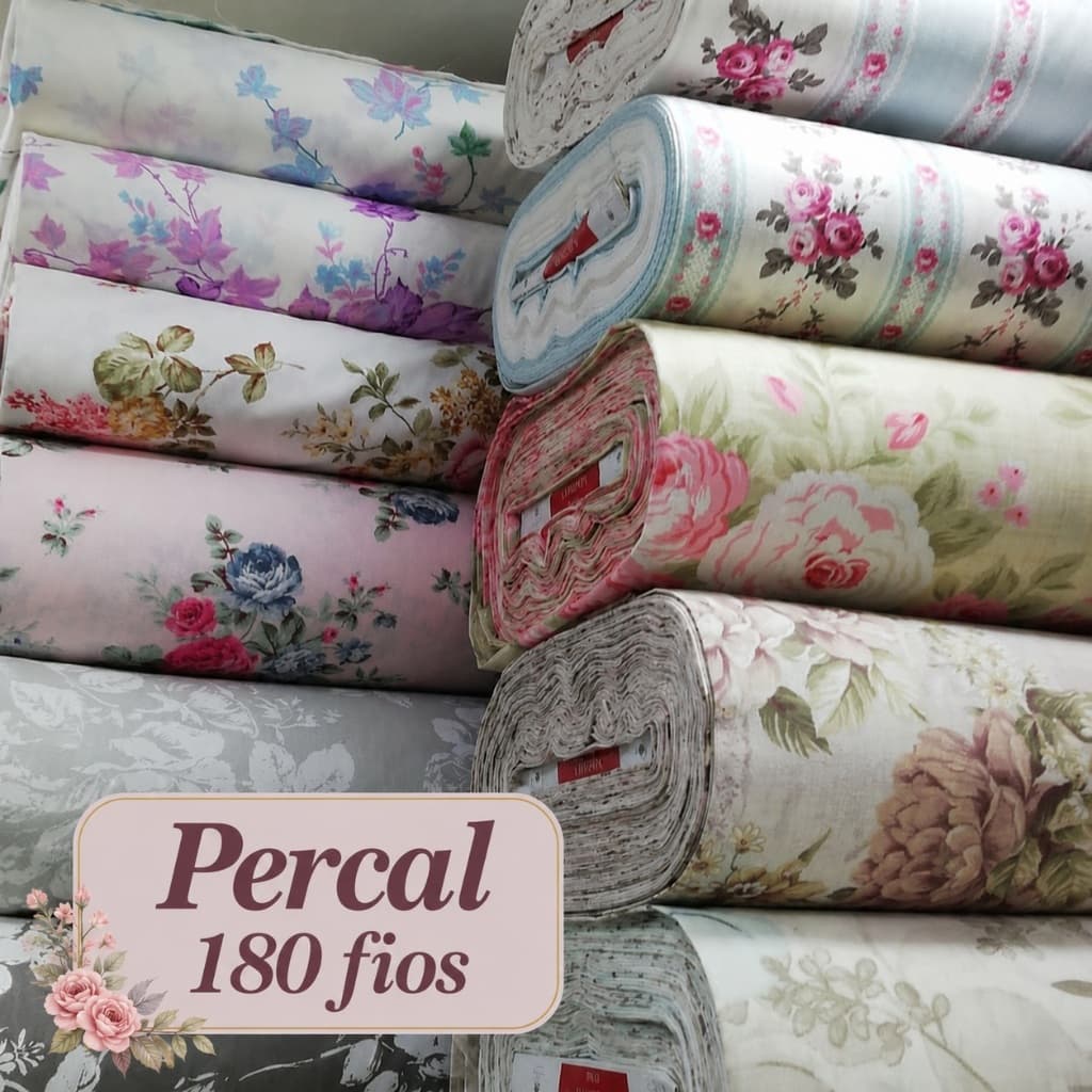 Tecido Percal 180 fios de algodão Estampado 4 metros x 2,55 largura Tecido de lençol, cortinas, fronhas e decoração