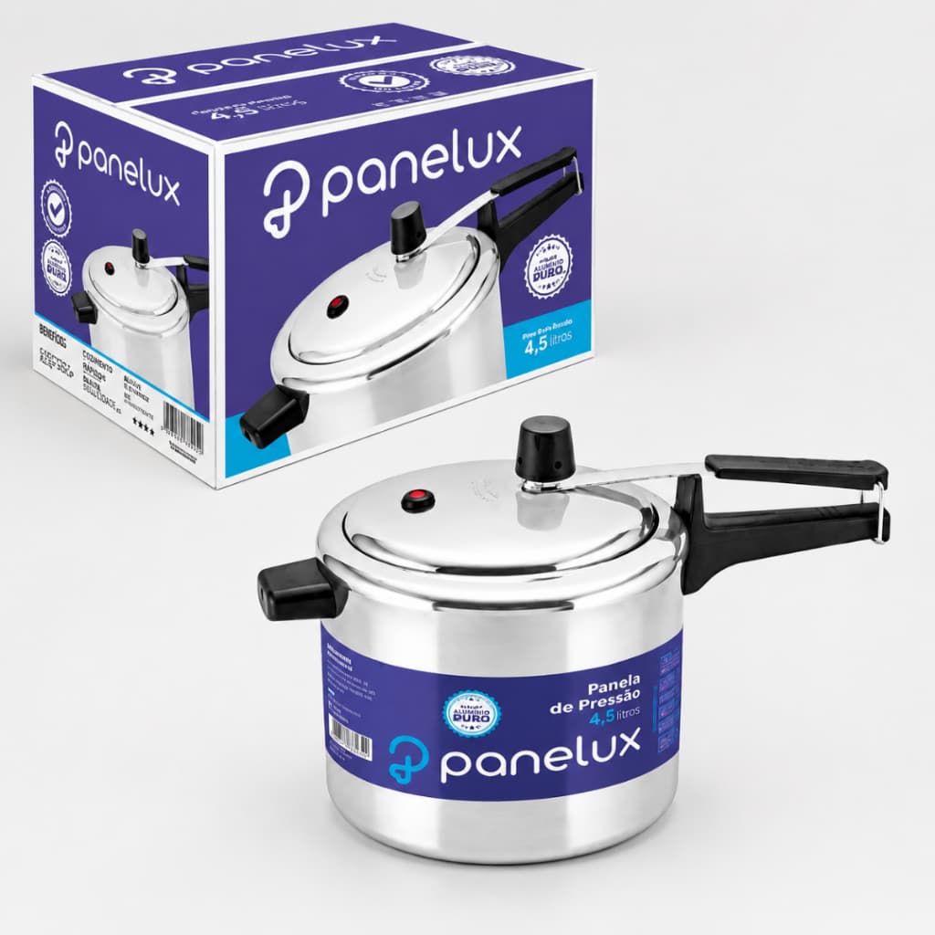 Panela De Pressão Panelux Alumínio Polido - 4,5 Lt