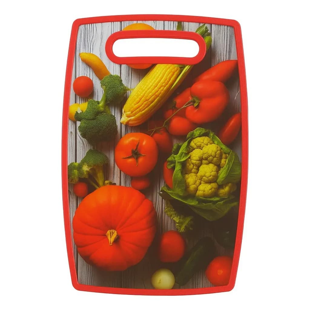 Tábua de Corte Plástica tamanho maior -Decorada– Para Carne, Frutas e Legumes | Tábua de Cozinha Resistente Grande
