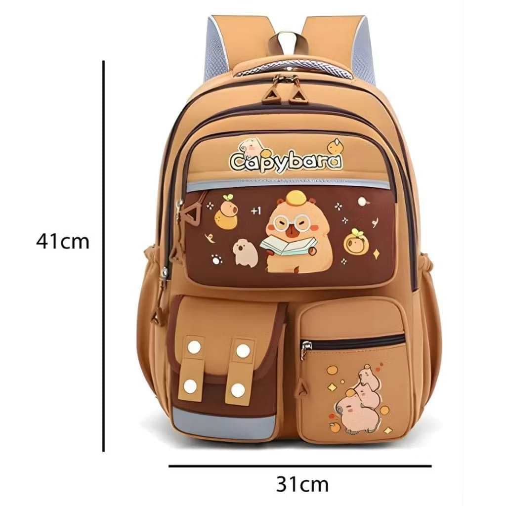 MOCHILA ESCOLAR CAPIVARA KPBL0524# TAMANHO GRANDE IMPERMEÁVEL UNISSEX