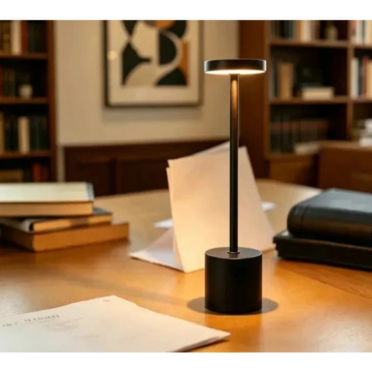 Luminária de Mesa LED Recarregável Touch Sem Fio 3 Cores de Luz Abajur Estudo Leitura Escritório