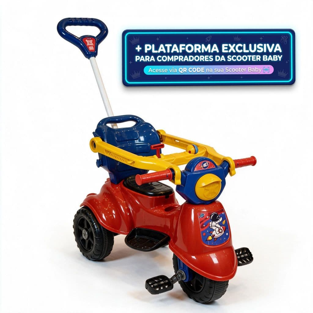 Triciclo Baby Scooter Astro Carrinho Motoca Infantil Menina +12 Meses até 25kg + Aplicativo Games QR CODE | QUEEN SHOP