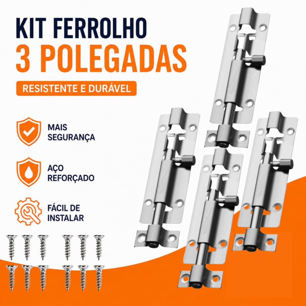 Trinco Ferrolho Fecho Cromado Para Porta Portão Janela 7,5 Cm