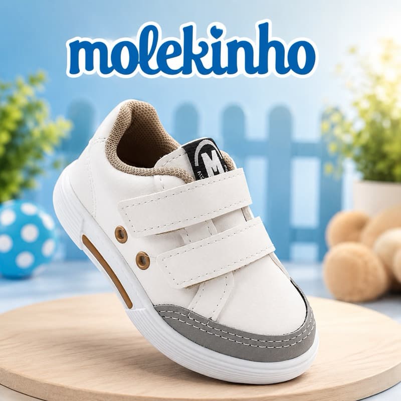 Tênis Infantil Molekinho Masculino Casual Calce Fácil Velcro Confortável Leve Dia a Dia Escola Menino