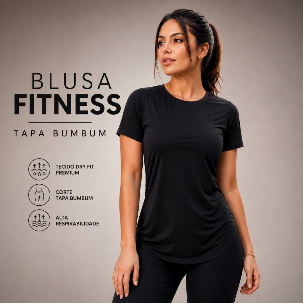Blusa Para Academina Feminina Fitness Tapabumbum de Tecido Dry Fit Para Treino Corrida P ao G