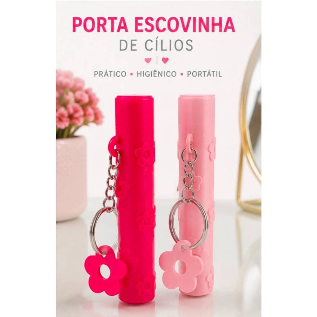 💖 Kit com 10 Porta Escovinhas de Cílios com Chaveiro – 10,5 cm