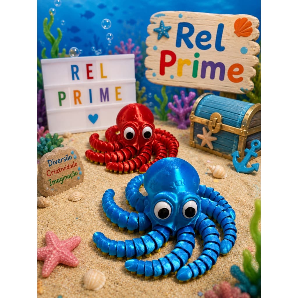 Polvo Articulado Antiestresse Infantil | Brinquedo Sensorial Flexível | Decoração Fidget para Crianças e Adultos