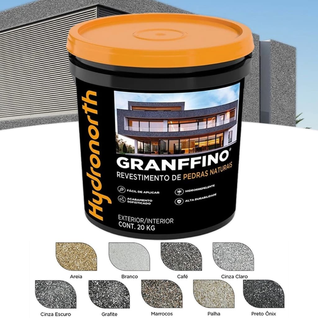 Revestimento Pedras Naturais Textura Granffino 20Kg Parede Hydronorth