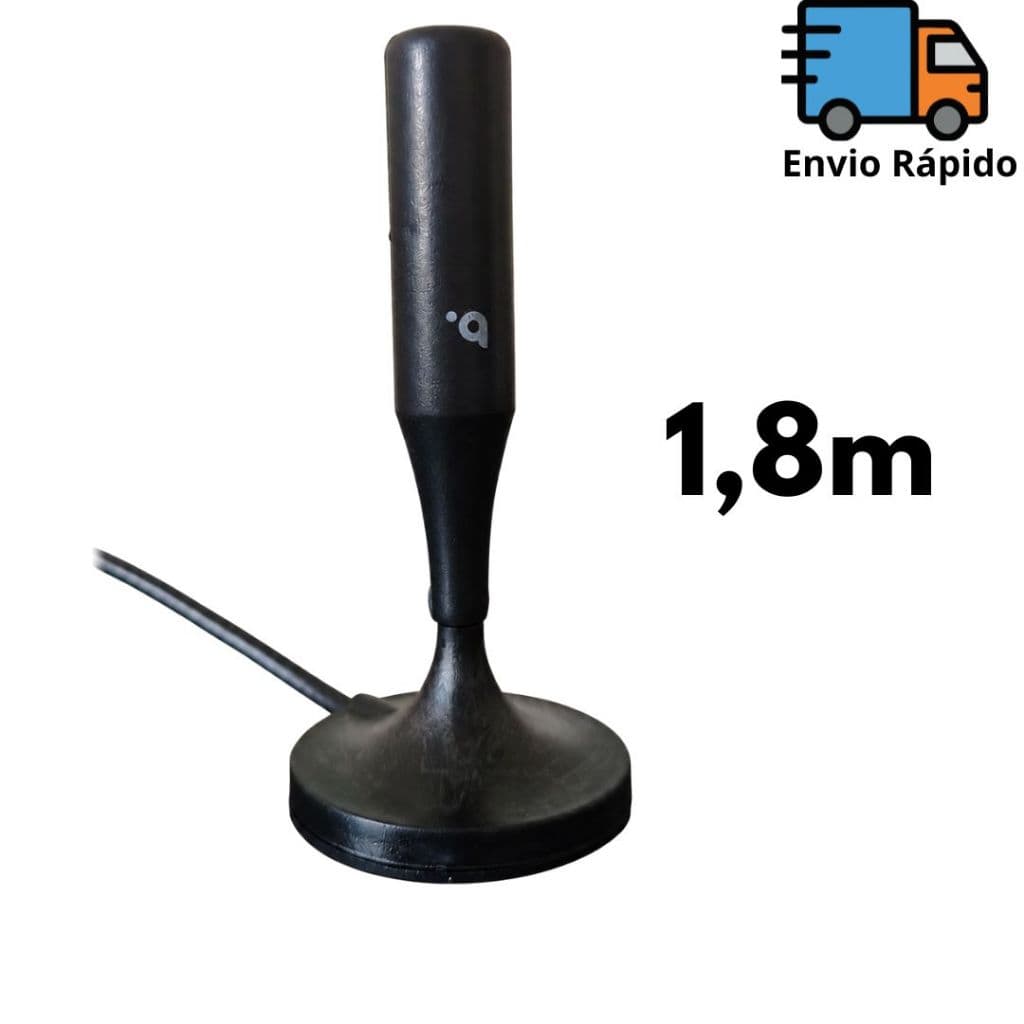Antena Digital Cabo 1,8m para TV 4K UHF Interna Externa com Base Magnética para TV e Conversor