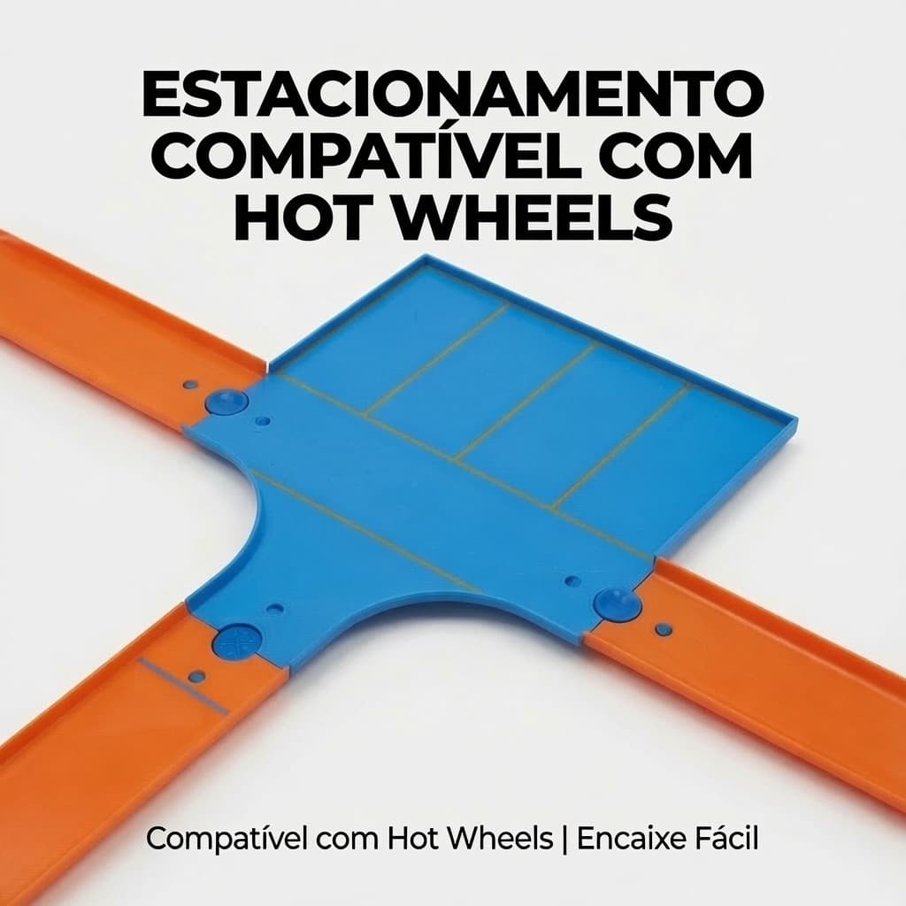 Junção de Pista com Estacionamento Compatível com Hot Wheels - Com encaixe integrado e soltura facil