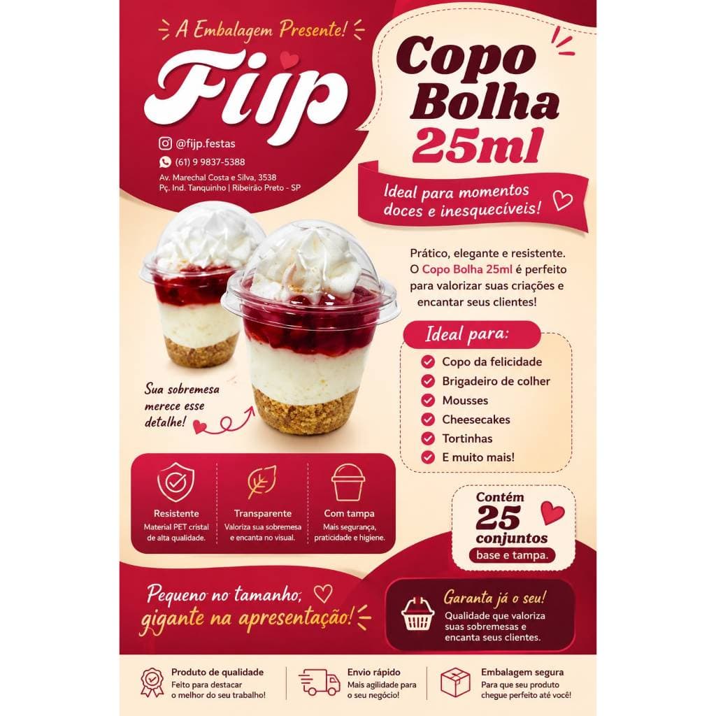 Mini Copo Bolha para Doce de Colher 25 ml