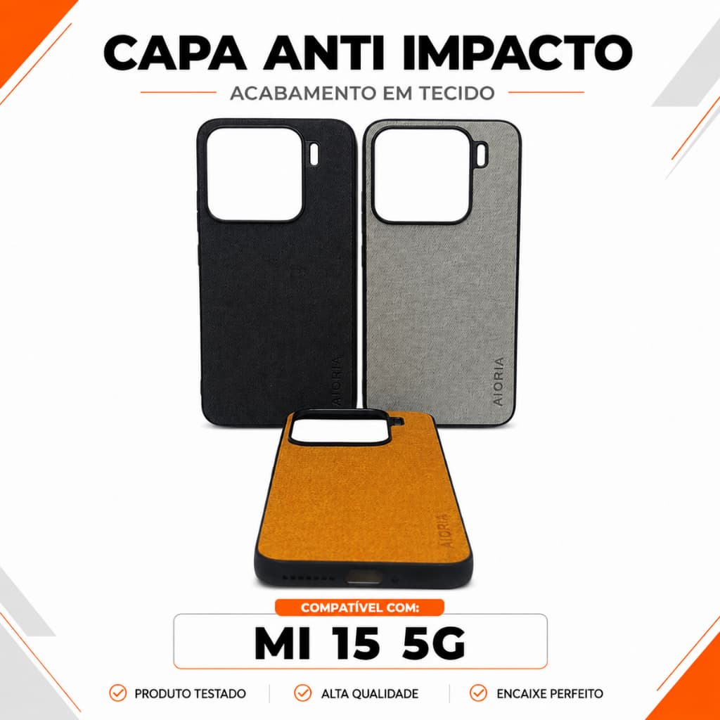Capa Mi 15 5G Emborrachada AIORIA Capinha Anti Impacto Case Premium Proteção Câmera