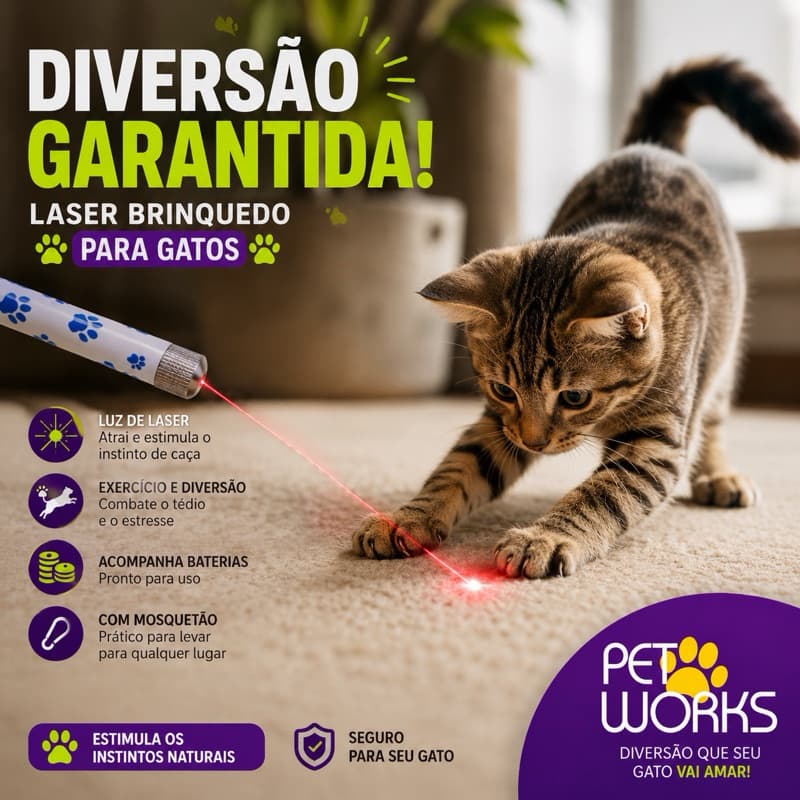 Caneta Laser Brinquedo Para Gatos Pet Works - Interativo e Divertido