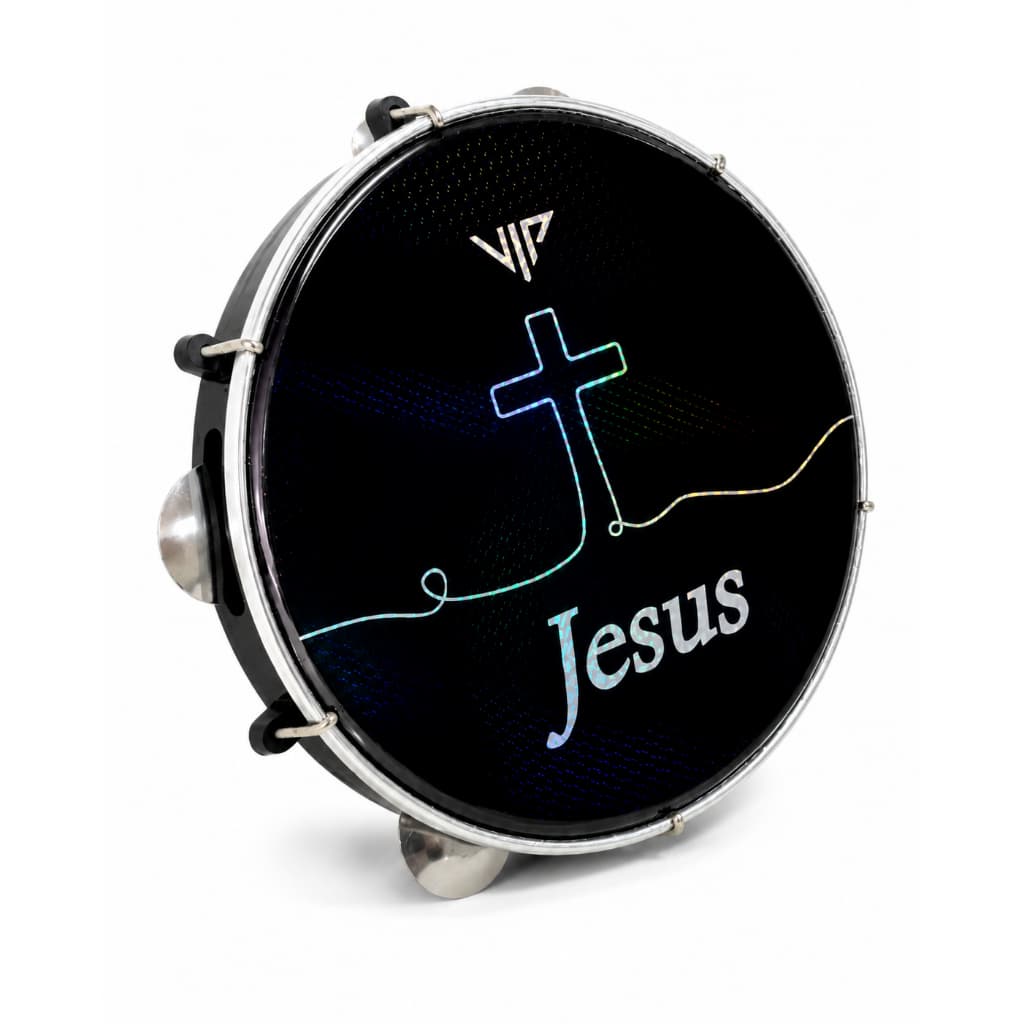 Pandeiro Profissional 10 Pele Holográfica Jesus Abs Vip