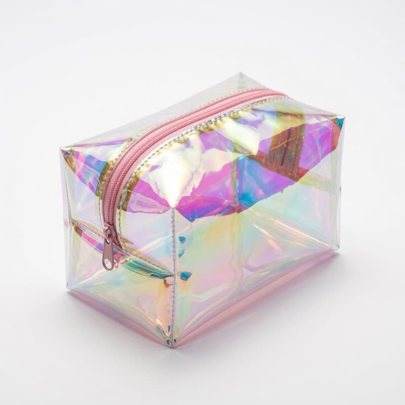 Bolsa Maquiagem Necessaire Holográfica Transparente Multicolor