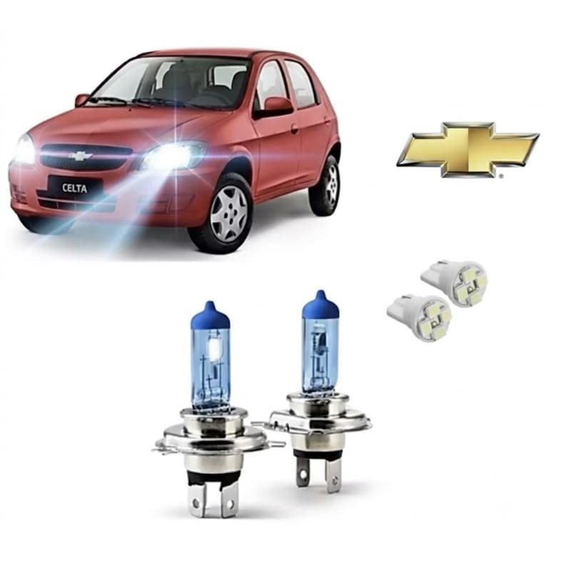 Kit 4 Lampadas Super Brancas Farol + Lanterna Gm Celta Todos