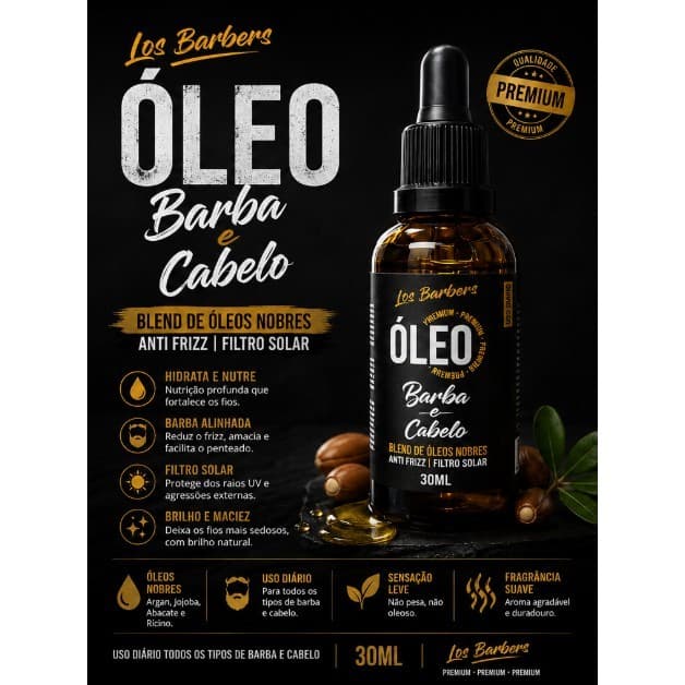 Óleo Barba e Cabelo Los Barbers - Vidro