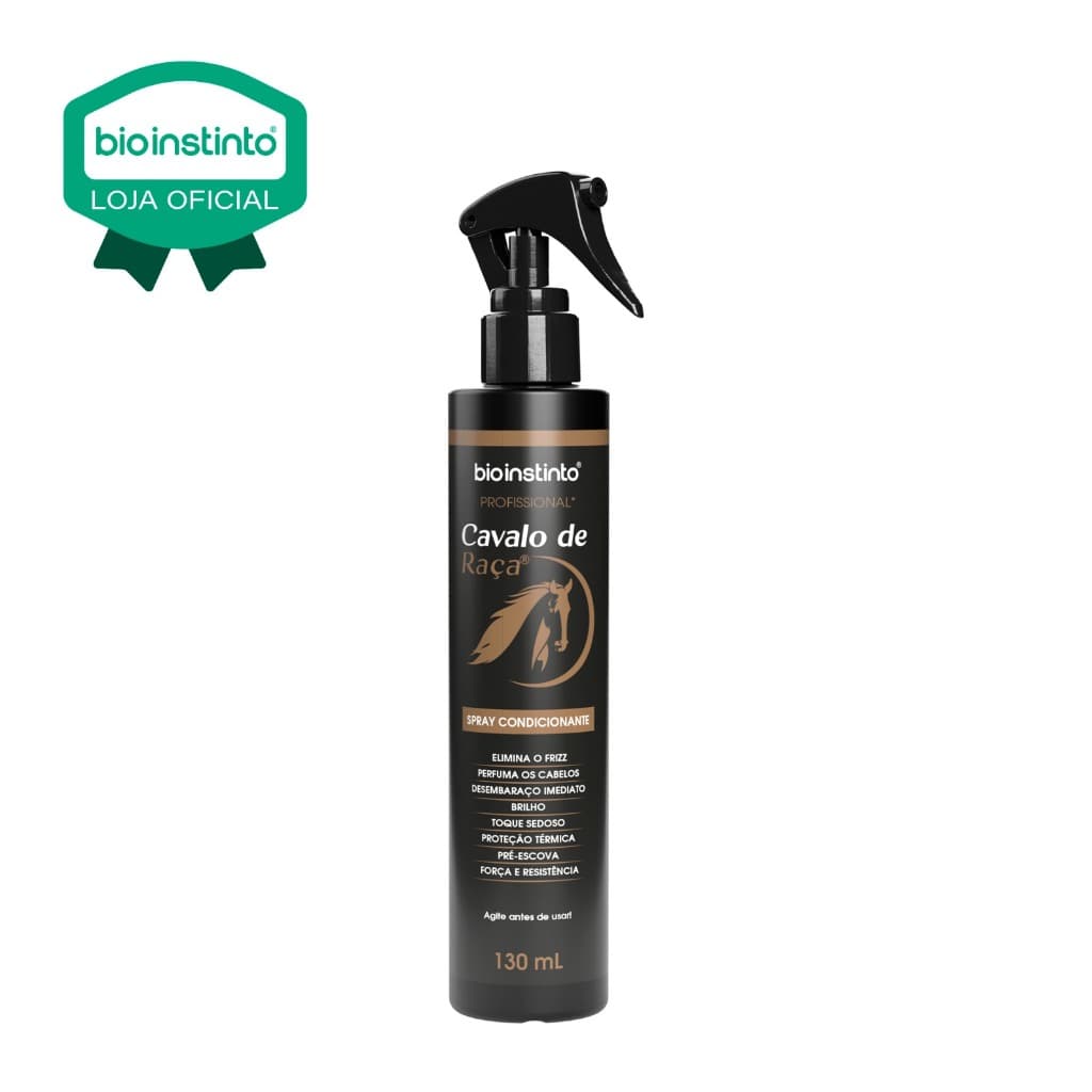 01 UN SPRAY Cavalo de Raça 130ml Bio Instinto Condicionante Pré Escova Desembaraça Proteção Térmica