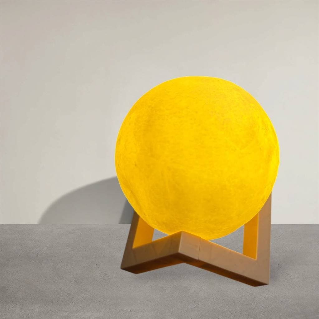 Luminária Abajur Lua Cheia 3d Realista Com Suporte Luz Amarela Leve Para Adultos e Crianças