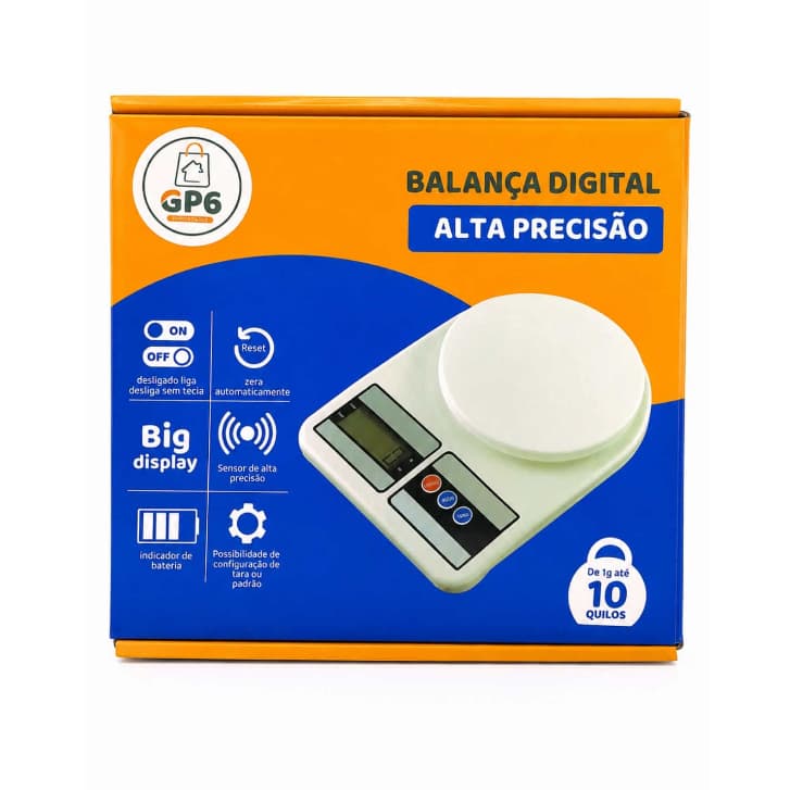 Balança Digital de Cozinha Alta Precisão 10kg com Display LCD