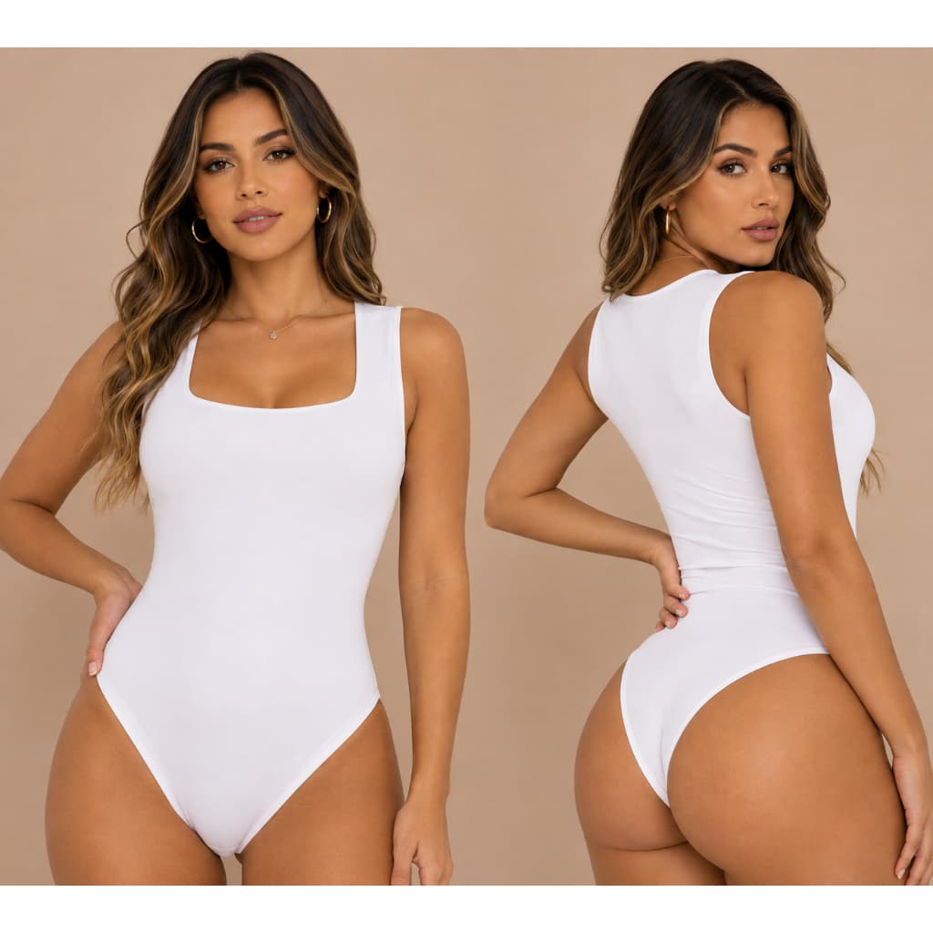 Body Feminino Alça Larga Decote Quadrado Suplex Básico Moda Feminina